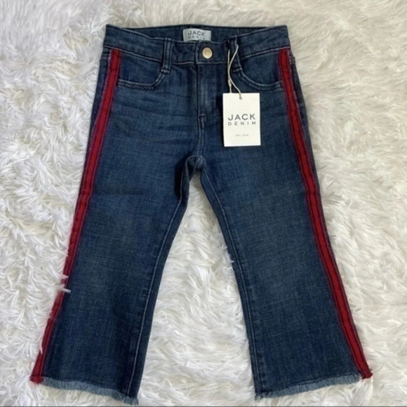 New Janie And Jack Side Stripe Jeans Flare Raw Hem Size 4 - Picture 1 of 5